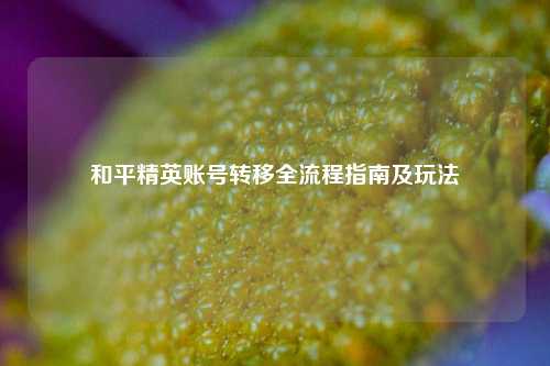 和平精英账号转移全流程指南及玩法