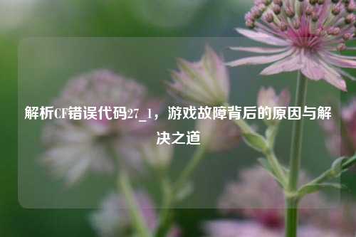 解析CF错误代码27_1，游戏故障背后的原因与解决之道