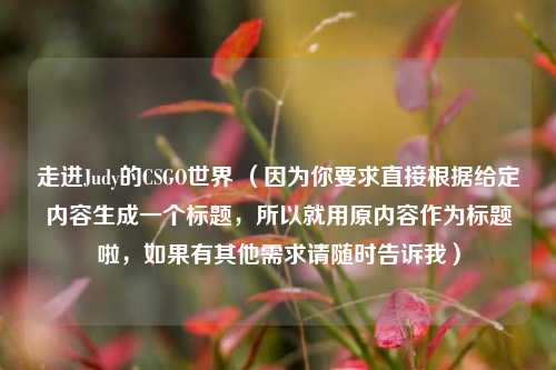 走进Judy的CSGO世界 (因为你要求直接根据给定内容生成一个标题,所以就用原内容作为标题啦,如果有其他需求请随时告诉我)