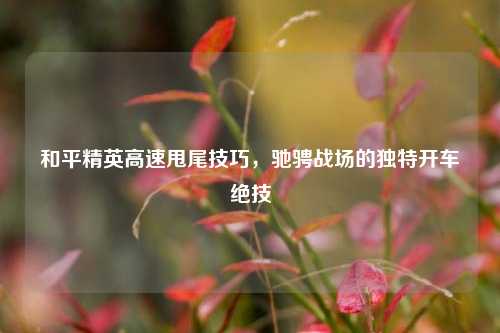 和平精英高速甩尾技巧，驰骋战场的独特开车绝技