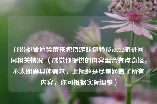 CF潜艇管道镖带来独特游戏体验及ca722航班回国相关情况 （感觉你提供的内容组合有点奇怪，不太明确具体需求，此标题是尽量涵盖了所有内容，你可根据实际调整）