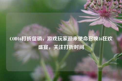 COD16打折促销，游戏玩家迎来使命召唤16狂欢盛宴，关注打折时间