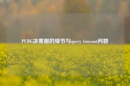PUBG决赛圈的细节与query timeout问题