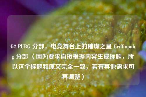 G2 PUBG 分部，电竞舞台上的璀璨之星 Griffinpubg 分部 （因为要求直接根据内容生成标题，所以这个标题和原文完全一致，若有其他需求可再调整）