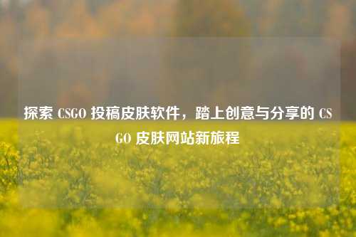 探索 CSGO 投稿皮肤软件，踏上创意与分享的 CSGO 皮肤网站新旅程
