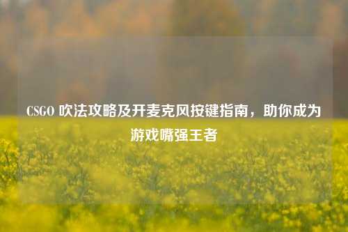 CSGO 吹法攻略及开麦克风按键指南，助你成为游戏嘴强王者