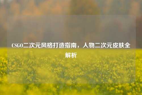 CSGO二次元风格打造指南，人物二次元皮肤全解析