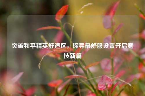 突破和平精英舒适区，探寻最舒服设置开启竞技新篇