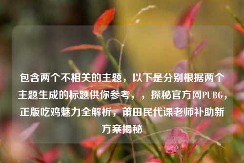 包含两个不相关的主题，以下是分别根据两个主题生成的标题供你参考，，探秘官方网PUBG，正版吃鸡魅力全解析，莆田民代课老师补助新方案揭秘