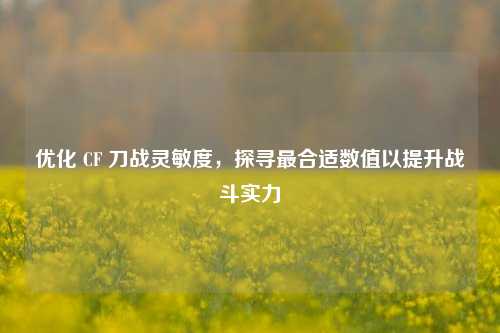 优化 CF 刀战灵敏度，探寻最合适数值以提升战斗实力