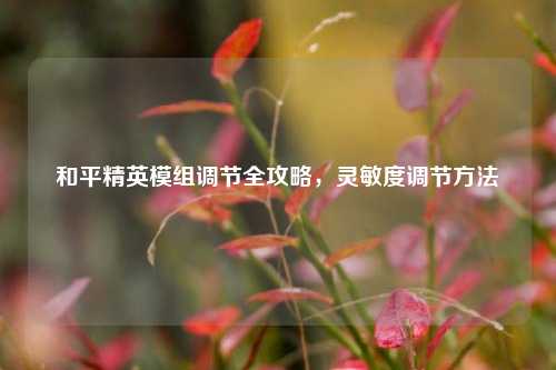 和平精英模组调节全攻略,灵敏度调节方法