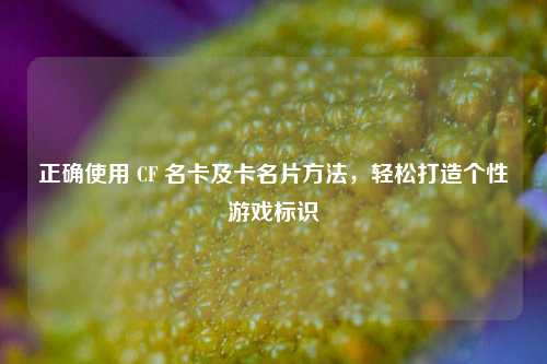 正确使用 CF 名卡及卡名片方法，轻松打造个性游戏标识