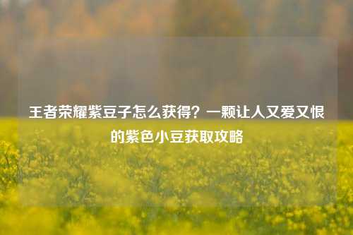 王者荣耀紫豆子怎么获得？一颗让人又爱又恨的紫色小豆获取攻略