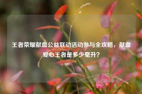 王者荣耀献血公益联动活动参与全攻略,献血爱心王者是多少毫升?