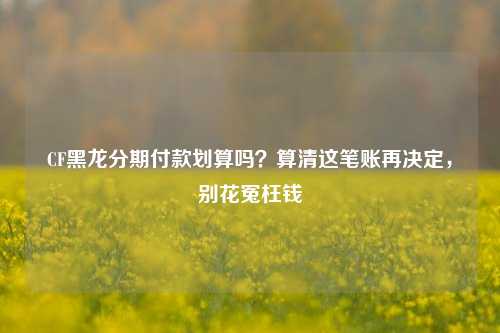CF黑龙分期付款划算吗？算清这笔账再决定，别花冤枉钱