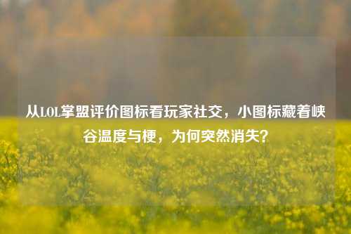 从LOL掌盟评价图标看玩家社交,小图标藏着峡谷温度与梗,为何突然消失?