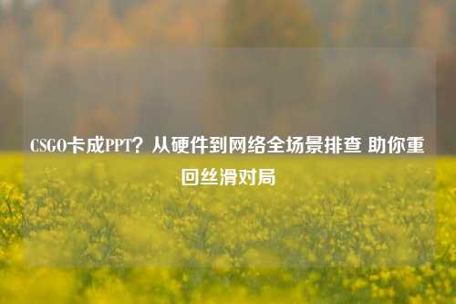 CSGO卡成PPT？从硬件到网络全场景排查 助你重回丝滑对局