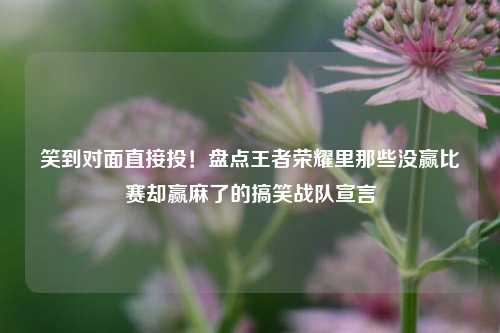 笑到对面直接投！盘点王者荣耀里那些没赢比赛却赢麻了的搞笑战队宣言