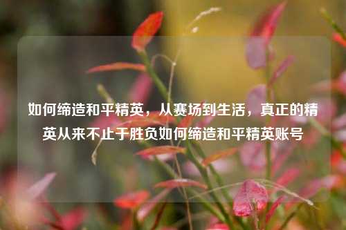 如何缔造和平精英,从赛场到生活,真正的精英从来不止于胜负如何缔造和平精英账号