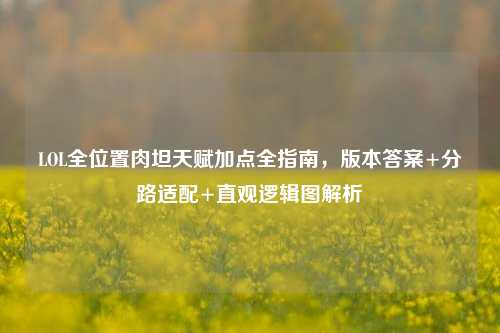 LOL全位置肉坦天赋加点全指南，版本答案+分路适配+直观逻辑图解析
