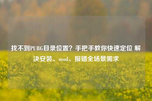 找不到PUBG目录位置？手把手教你快速定位 解决安装、mod、报错全场景需求