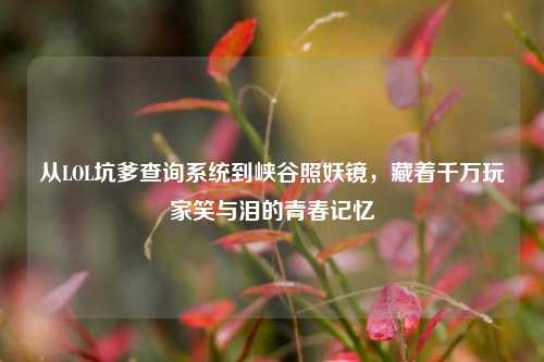 从LOL坑爹查询系统到峡谷照妖镜，藏着千万玩家笑与泪的青春记忆