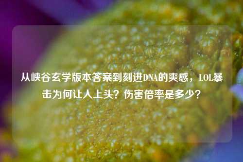 从峡谷玄学版本答案到刻进DNA的爽感，LOL暴击为何让人上头？伤害倍率是多少？