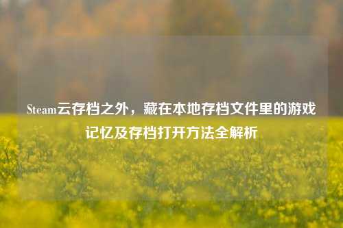 Steam云存档之外，藏在本地存档文件里的游戏记忆及存档打开方法全解析