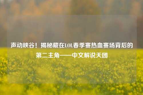 声动峡谷！揭秘藏在LOL春季赛热血赛场背后的第二主角——中文解说天团