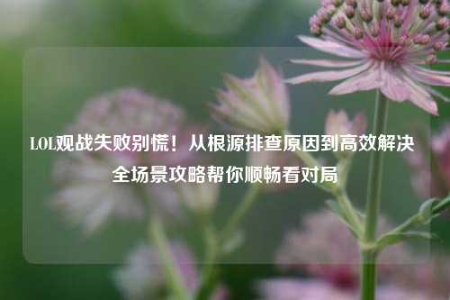 LOL观战失败别慌！从根源排查原因到高效解决 全场景攻略帮你顺畅看对局