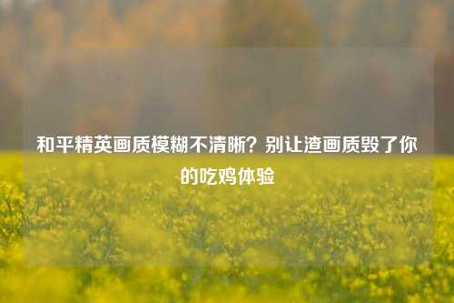 和平精英画质模糊不清晰？别让渣画质毁了你的吃鸡体验