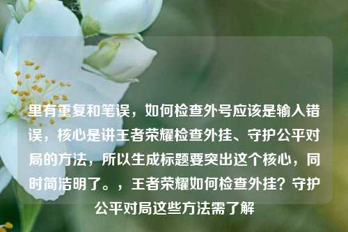 里有重复和笔误，如何检查外号应该是输入错误，核心是讲王者荣耀检查外挂、守护公平对局的方法，所以生成标题要突出这个核心，同时简洁明了。，王者荣耀如何检查外挂？守护公平对局这些方法需了解