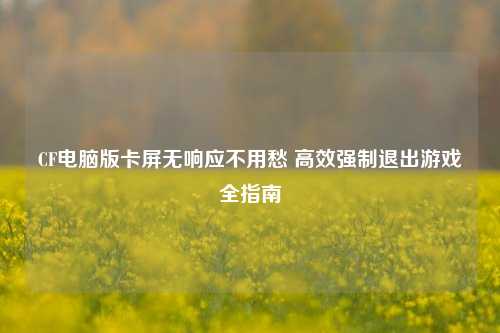 CF电脑版卡屏无响应不用愁 高效强制退出游戏全指南
