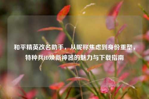 和平精英改名助手，从昵称焦虑到身份重塑，特种兵ID焕新神器的魅力与下载指南