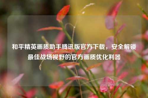 和平精英画质助手腾讯版官方下载，安全解锁最佳战场视野的官方画质优化利器