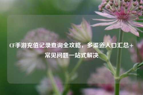 CF手游充值记录查询全攻略，多渠道入口汇总+常见问题一站式解决