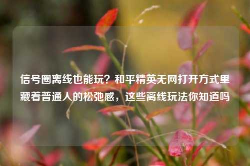 信号圈离线也能玩？和平精英无网打开方式里藏着普通人的松弛感，这些离线玩法你知道吗