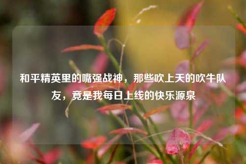 和平精英里的嘴强战神，那些吹上天的吹牛队友，竟是我每日上线的快乐源泉