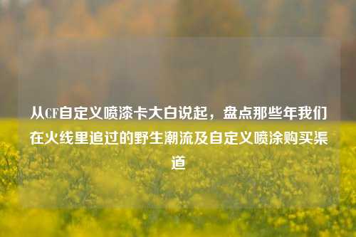 从CF自定义喷漆卡大白说起，盘点那些年我们在火线里追过的野生潮流及自定义喷涂购买渠道