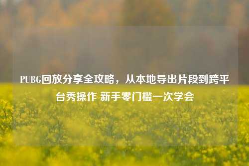 PUBG回放分享全攻略,从本地导出片段到跨平台秀操作 新手零门槛一次学会