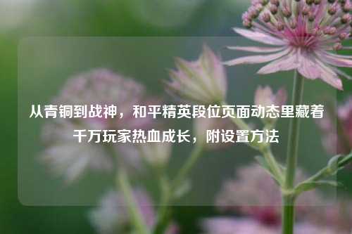 从青铜到战神，和平精英段位页面动态里藏着千万玩家热血成长，附设置方法