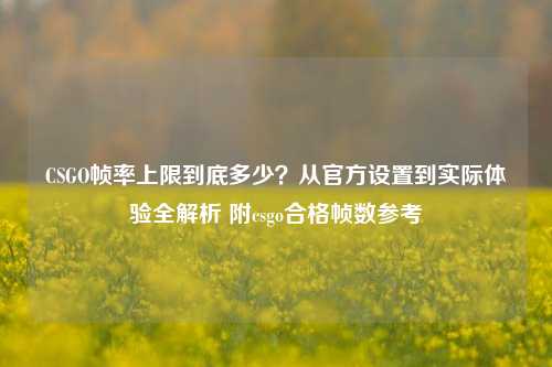 CSGO帧率上限到底多少?从官方设置到实际体验全解析 附csgo合格帧数参考