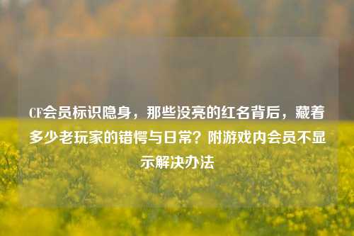 CF会员标识隐身，那些没亮的红名背后，藏着多少老玩家的错愕与日常？附游戏内会员不显示解决办法