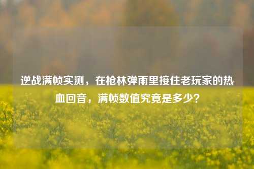 逆战满帧实测，在枪林弹雨里接住老玩家的热血回音，满帧数值究竟是多少？