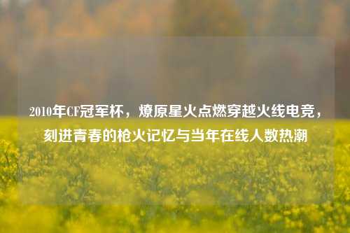 2010年CF冠军杯，燎原星火点燃穿越火线电竞，刻进青春的枪火记忆与当年在线人数热潮