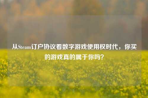 从Steam订户协议看数字游戏使用权时代，你买的游戏真的属于你吗？