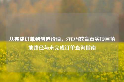 从完成订单到创造价值，STEAM教育真实项目落地路径与未完成订单查询指南