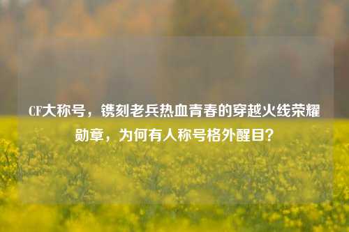 CF大称号，镌刻老兵热血青春的穿越火线荣耀勋章，为何有人称号格外醒目？
